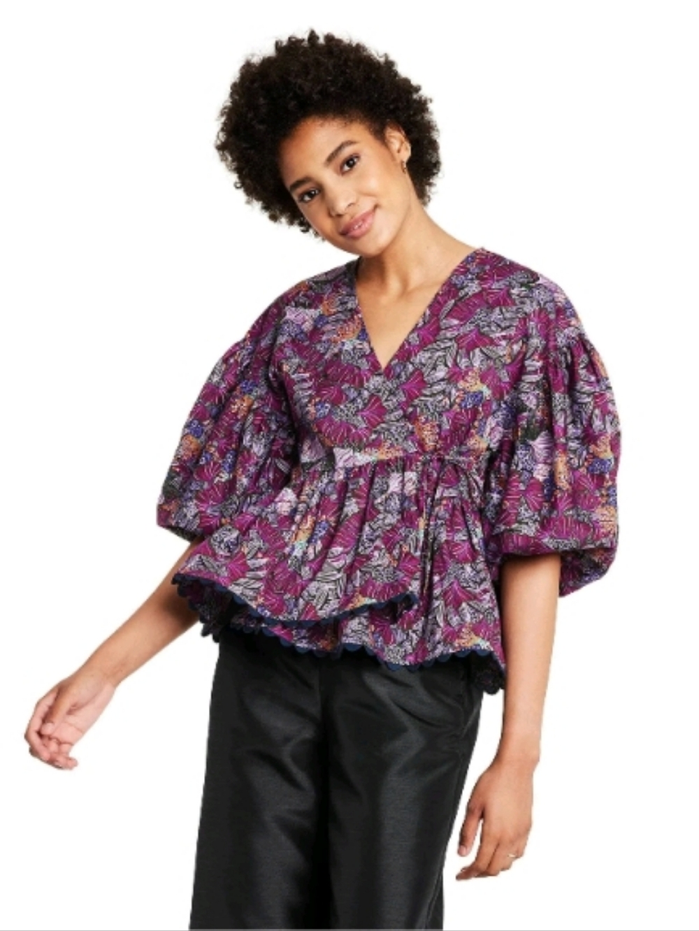 Kika Vargas X Target Coral Reef Scallop Edge Wrap Top Sz 2x